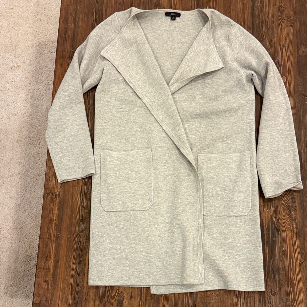 J.Crew Juliette Collarless Sweater Blazer Heather Gray Size Small